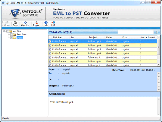 Free EML to PST Converter Tool 1.2