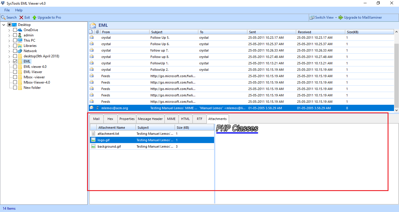 EML File Viewer Feature